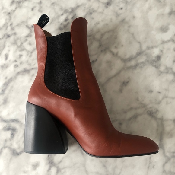 Chloe Wave Brown Heeled Chelsea Bootie - Picture 7 of 13